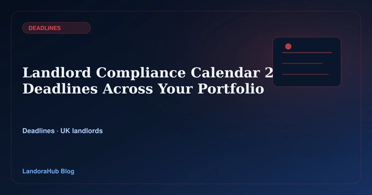 LandoraHub calendar visual for landlord compliance deadlines in 2026.