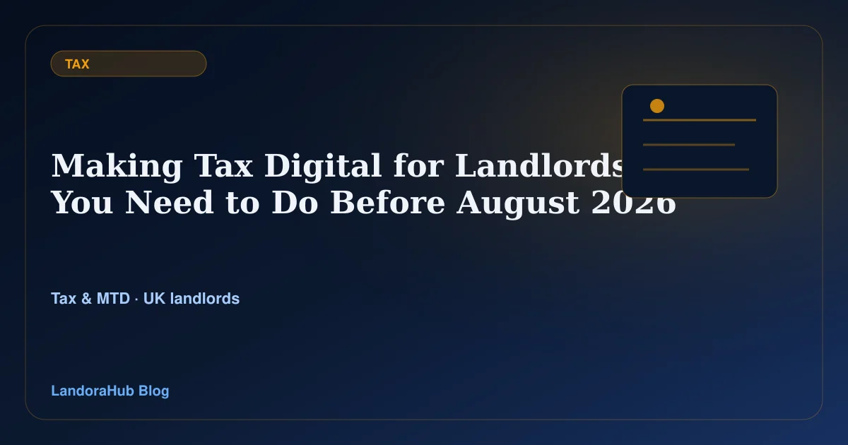 LandoraHub article visual for Making Tax Digital landlord deadlines.