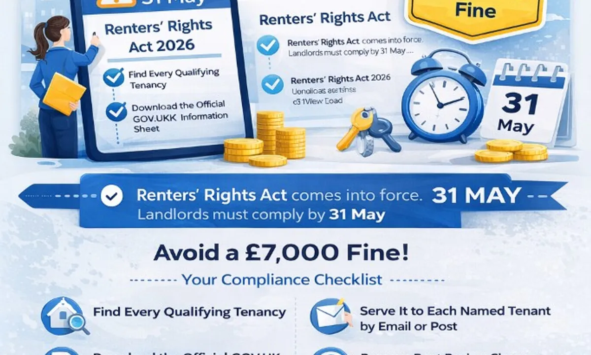 Close-up of an official UK government information sheet for landlord compliance.