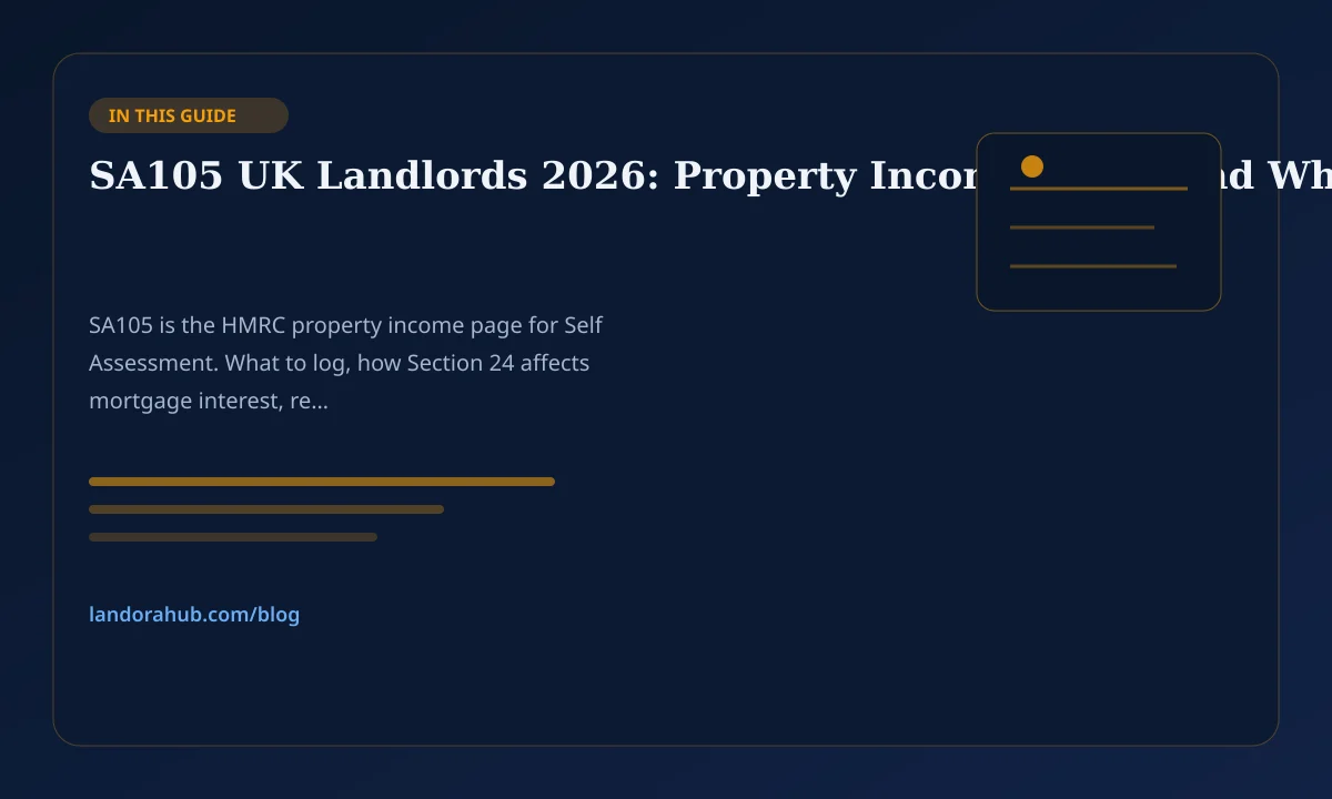 Tax documents and calculator for UK landlord SA105 preparation.