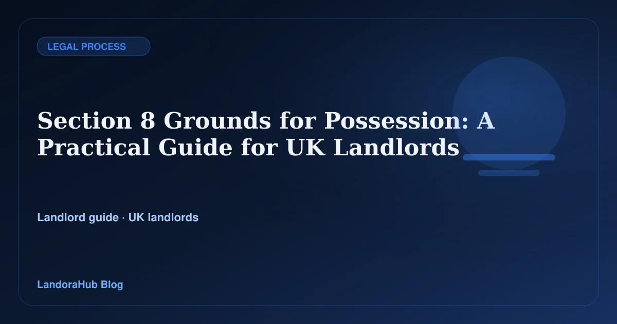 LandoraHub guide graphic for Section 8 possession grounds in 2026.